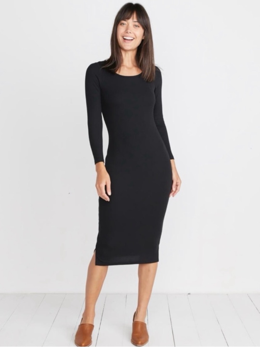 Marine Layer Lexi ribbed Long-Sleeve Midi Dress